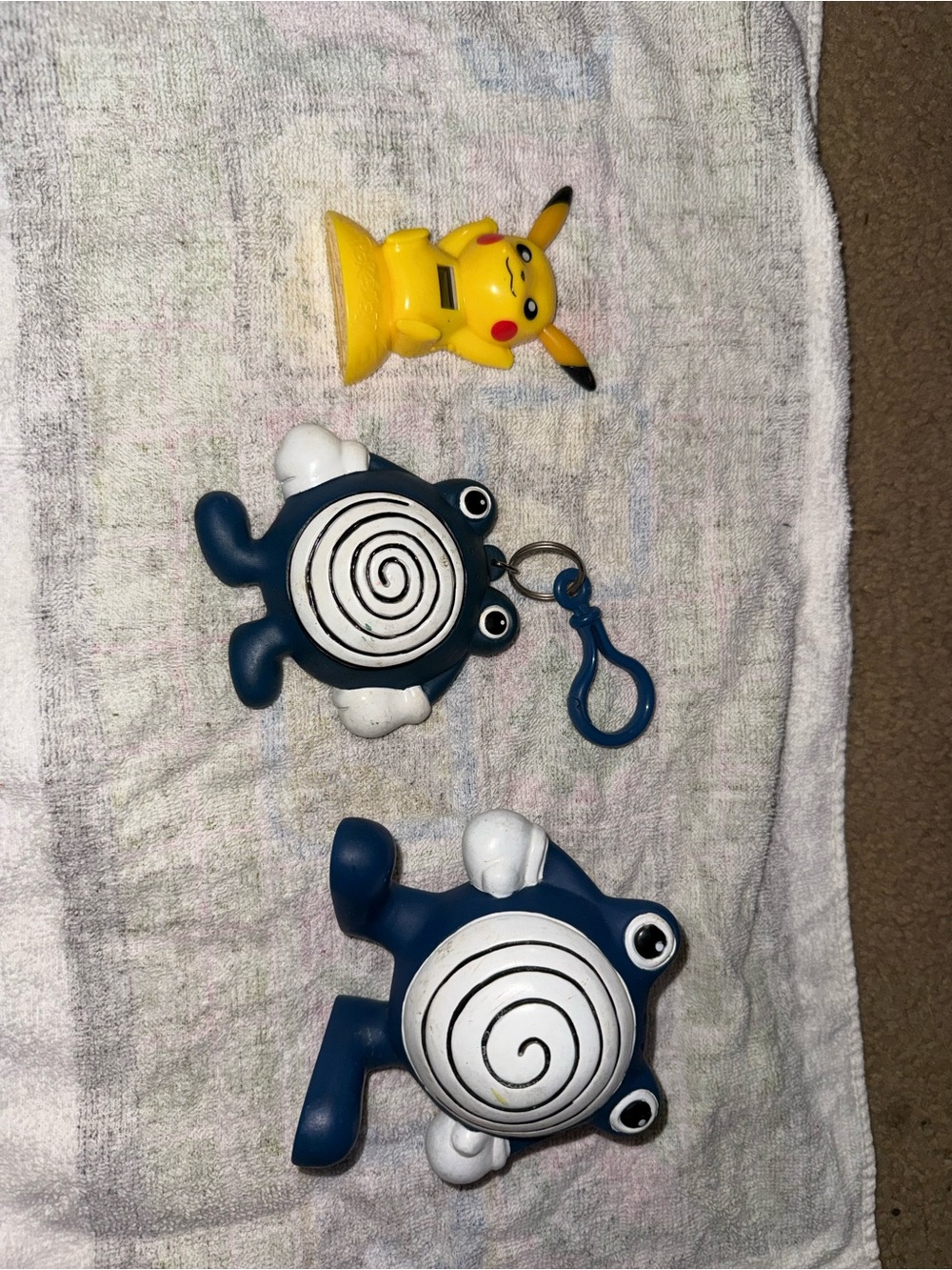 Pokémon Pikachu digital & Poliwrath Keychain and Figures - Yellow & Navy Blue
